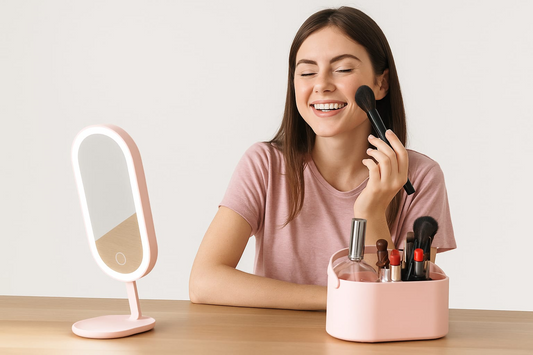 Organizador de maquillaje con espejo led